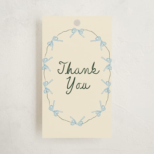 This is a forest kids gift tags with standard by Aviva Atri called oval bow wreath bat mitzvah 2 printing on signature in tag