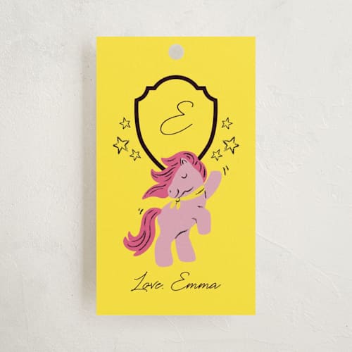 This is a electric kids gift tags with standard by mo kelley called let’s dance printing on signature in tag