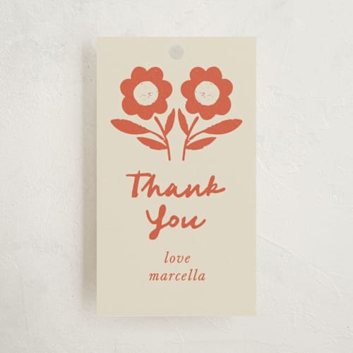 This is a strawberry kids gift tags with standard by Kelly Watkins called stamped floral printing on signature in tag