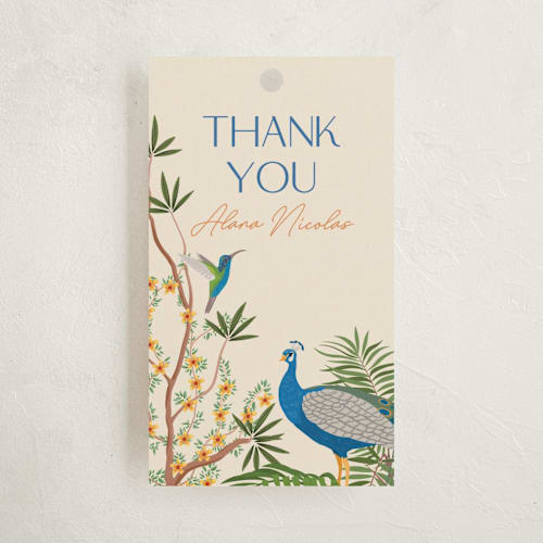 This is a champagne kids gift tags with standard by Sherley Ferreira called tropical party printing on signature in tag