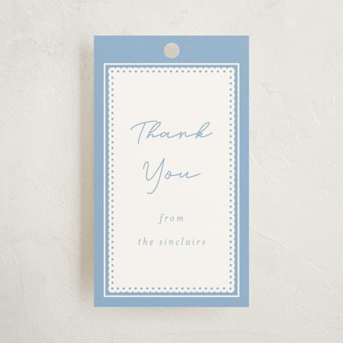 This is a sky kids gift tags with standard by Nicole Walsh called stitched frame printing on signature in tag