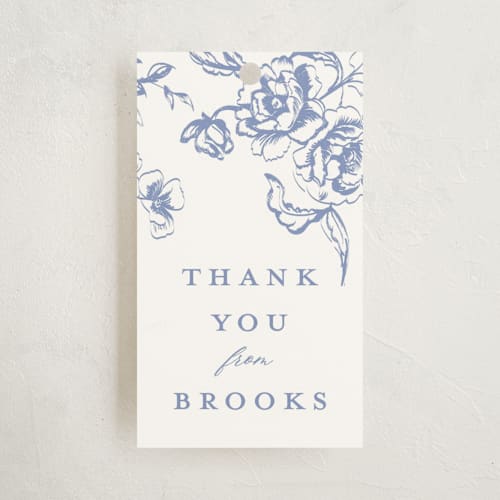This is a blueberry kids gift tags with standard by Teju Reval called dreamy toile printing on signature in tag