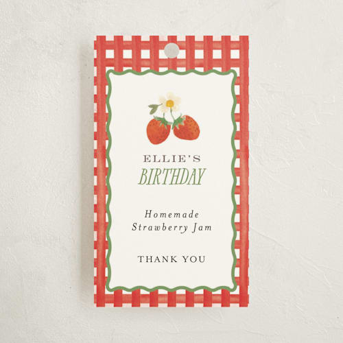 This is a strawberry kids gift tags with standard by Itsy Belle Studio called so berry sweet printing on signature in tag
