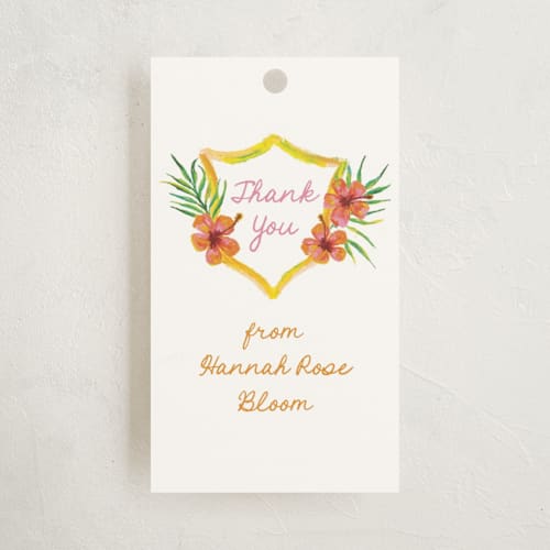 This is a lemon kids gift tags with standard by Claudia Orengo called beach club printing on signature in tag