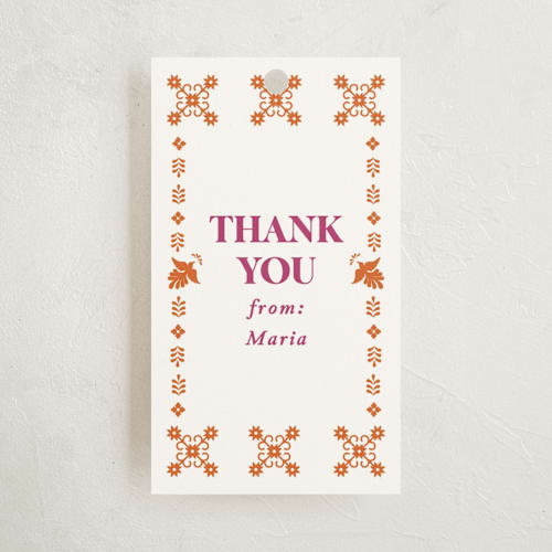 This is a gumdrop kids gift tags with standard by Eva Tadros called let's fiesta printing on signature in tag