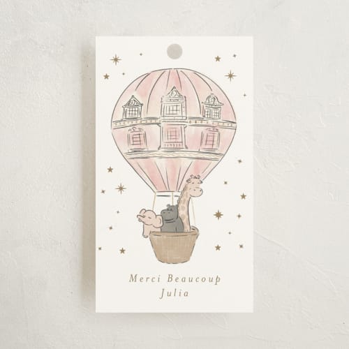 This is a cotton kids gift tags with standard by Jenna Holcomb called storybook safari printing on signature in tag