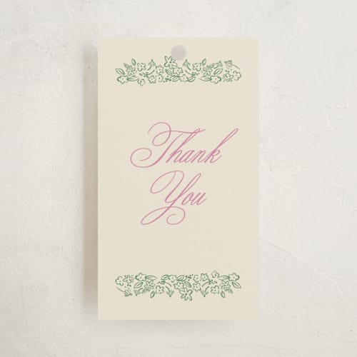 This is a garden party favor tags with standard by Pati Cascino called reticella printing on signature in tag
