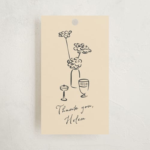 This is a ink party favor tags with standard by Zove Ahhh called festive table printing on signature in tag
