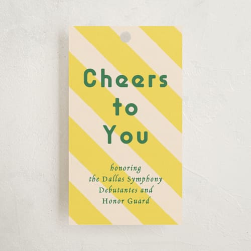 This is a limoncello party favor tags with standard by Ani Somi called bright stripes printing on signature in tag