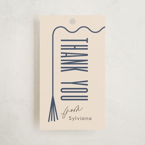 This is a elan graduation tags with standard by letterfix called deneb printing on signature in tag