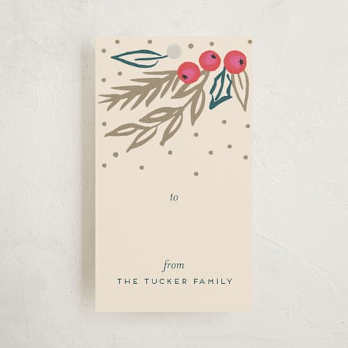 This is a teal gift tags by Petra Kern called berry love peace joy printing on signature in tag