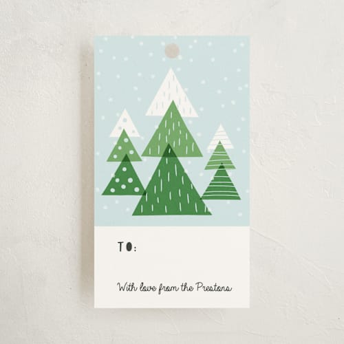 This is a spruce gift tags by Sharon O. called little forest printing on signature in tag
