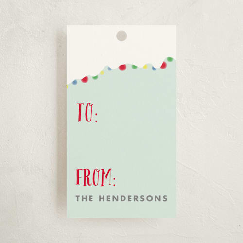 This is a mint gift tags by Jen Boehler called campy little christmas printing on signature in tag