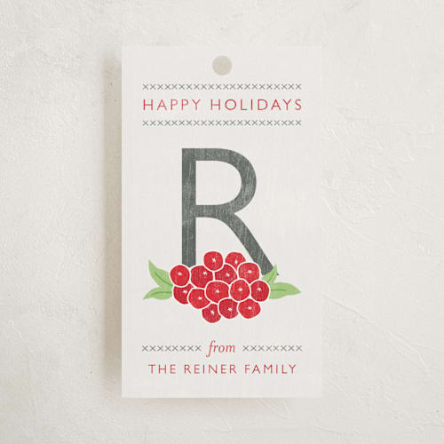 This is a slate gift tags by Yolanda Mariak Chendak called weathered berries printing on signature in tag