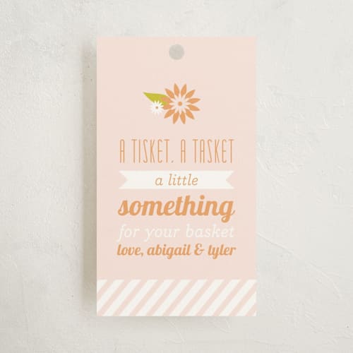 This is a sherbet gift tags by Laura Hankins called tisket a tasket printing on signature in tag