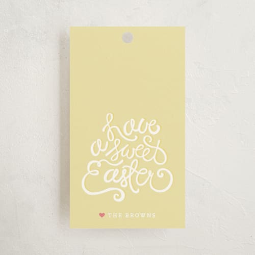 This is a light avocado gift tags by Lauren Chism called by hand printing on signature in tag