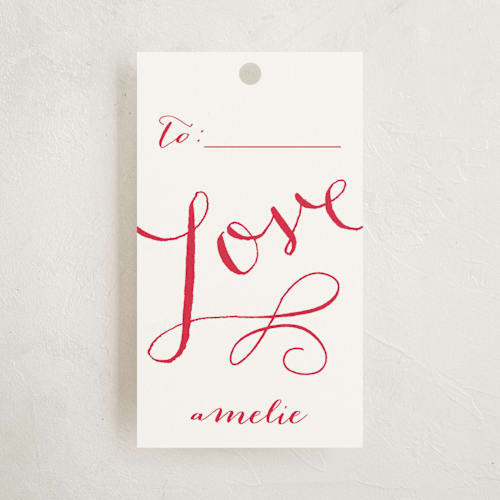 This is a ruby gift tags by Lori Wemple called love wrap printing on signature in tag