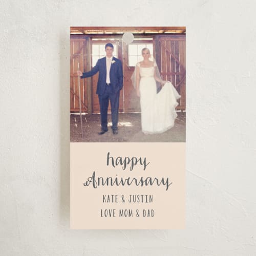This is a vanilla bean gift tags with standard by Hooray Creative called anniversary photo grid printing on signature in tag
