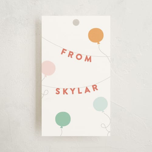 This is a pomegranate gift tags by Jennifer Wick called birthday bunting printing on signature in tag