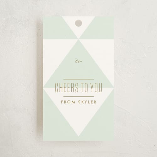 This is a mint gift tags by Lauren Chism called geo-minimal printing on signature in tag