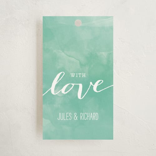 This is a seafoam gift tags with standard by Laura Hankins called beach bohemian printing on signature in tag