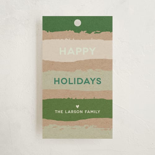 This is a kraft gift tags by Melanie Severin called evergreen forest printing on signature in tag