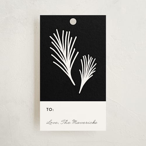 This is a snow gift tags by Genna Blackburn called wispy pine printing on signature in tag