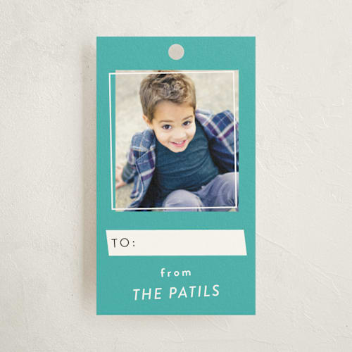 This is a aqua gift tags with standard by Iwona K called overlapping printing on signature in tag