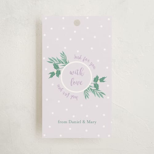 This is a grape gift tags with standard by frau brandt called just for you printing on signature in tag