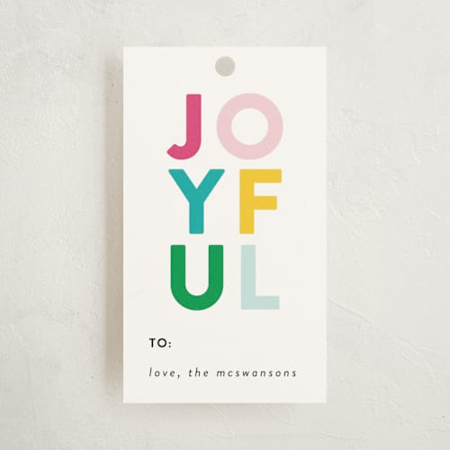 This is a magenta gift tags by Genna Blackburn called colorful joyful printing on signature in tag