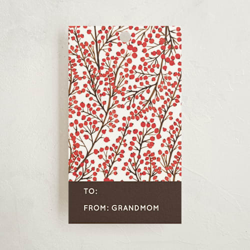 This is a berry gift tags by Yaling Hou Suzuki called winter berries printing on signature in tag