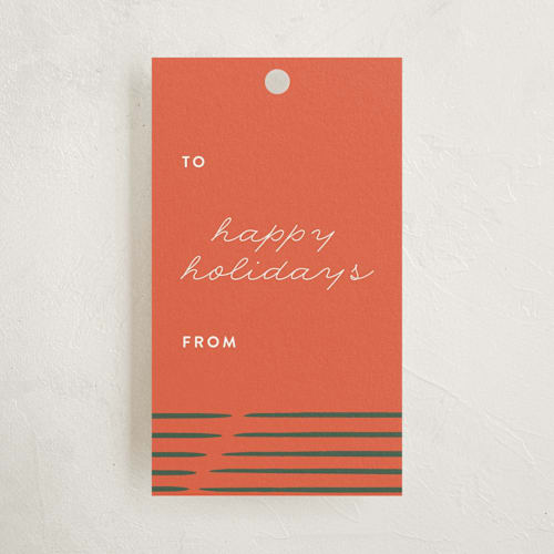 This is a persimmon gift tags with standard by Tanya Lee of Frooted Design called lines and dots printing on signature in tag