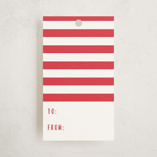 This is a classic red gift tags by Susan Brown called classic dots printing on signature in tag