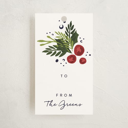 This is a holly berry gift tags with standard by Amy Payne called berries and greens printing on signature in tag