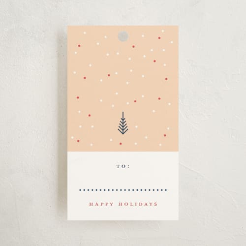 This is a peach gift tags by Katy Shen called tiny christmas printing on signature in tag