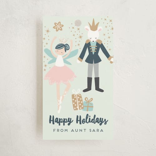 This is a mint gift tags with standard by peetie design called nutcracker suite printing on signature in tag