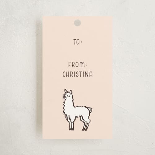 This is a peach gift tags by Amy Kross called lima line printing on signature in tag