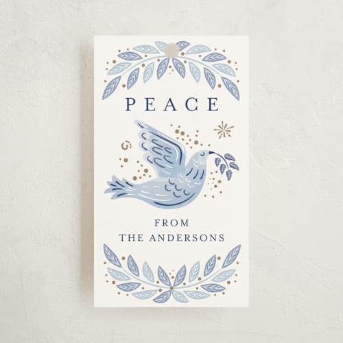 This is a snow gift tags by Paper Sun Studio called joyful doves printing on signature in tag