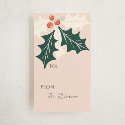 This is a blush gift tags by Yaling Hou Suzuki called holiday leaves ii printing on signature in tag