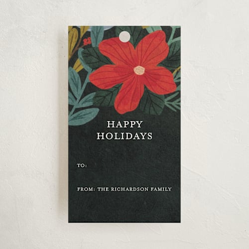 This is a emerald gift tags by Angel Walker called ornament bouquet pattern printing on signature in tag