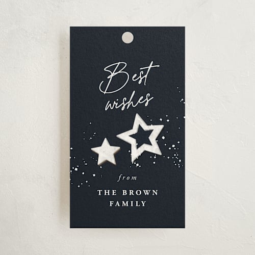 This is a blueberry gift tags by Anastasia Makarova called evergreen branch printing on signature in tag