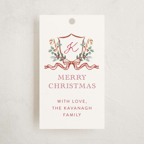 This is a candy cane gift tags by Cass Loh called family crest printing on signature in tag