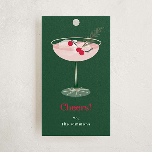 This is a evergreen gift tags by Baumbirdy called holiday cocktail printing on signature in tag