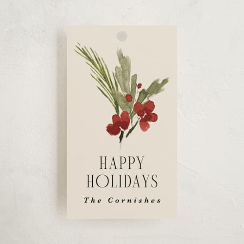 This is a toasted almond gift tags by Kate Ahn called simple sprig printing on signature in tag