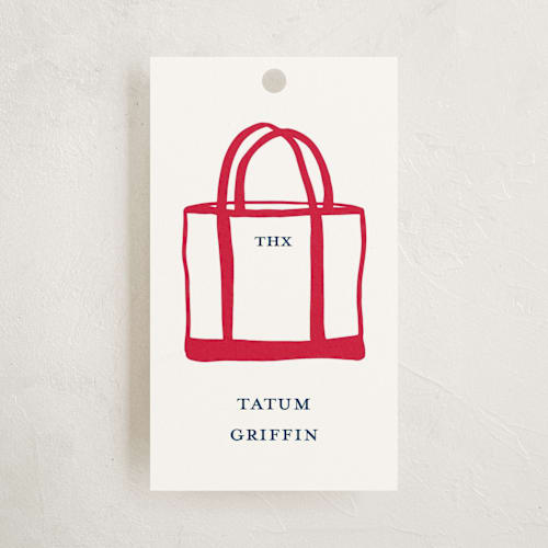 This is a lobster gift tags with standard by Erika Firm called boat tote printing on signature in tag