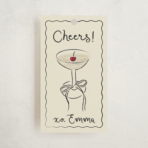 This is a champagne gift tags by Helena Vitto called cherry birthday printing on signature in tag