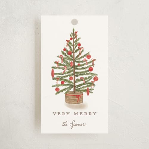 This is a santa suit gift tags by Creo Study called preppy tree printing on signature in tag