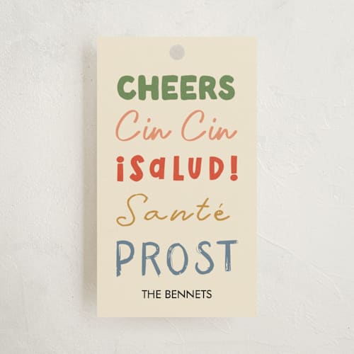 This is a retro gift tags by Helena Vitto called cheers to all printing on signature in tag