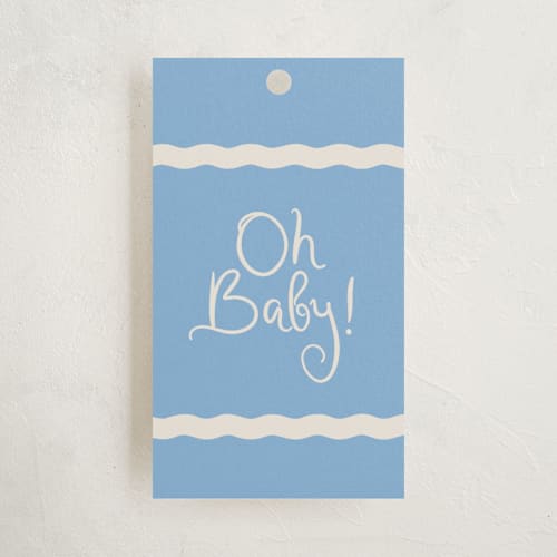 This is a melon baby shower favor tags with standard by Megan Davis called augusta printing on signature in tag