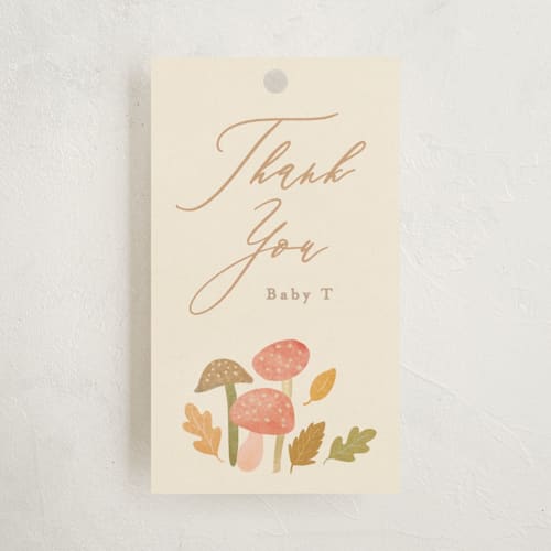 This is a latte baby shower favor tags with standard by Creo Study called little pumpkin printing on signature in tag